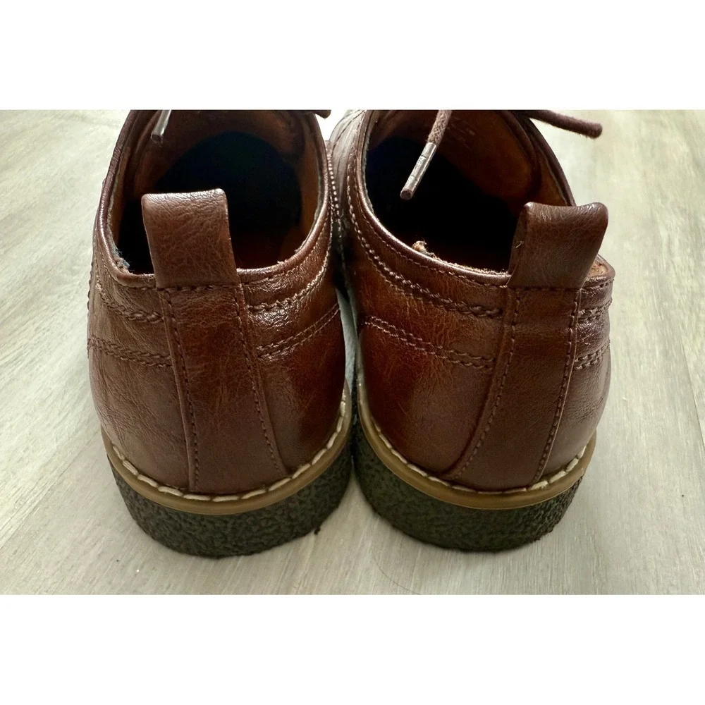 Deer Stags Zander Kids Brown Faux Leather Memory Foam Oxford Dress Shoes Size 3M